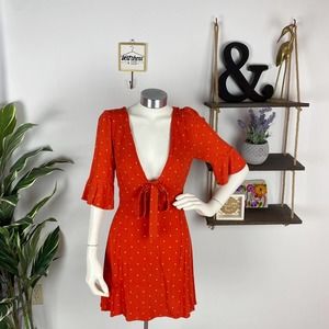 Free People All Yours Tie Front Polka Dot Dress